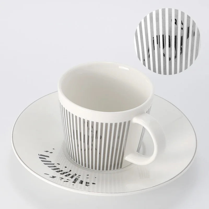 Ceramic Leopard Anamorphic Coffee Mug Set with Coaster