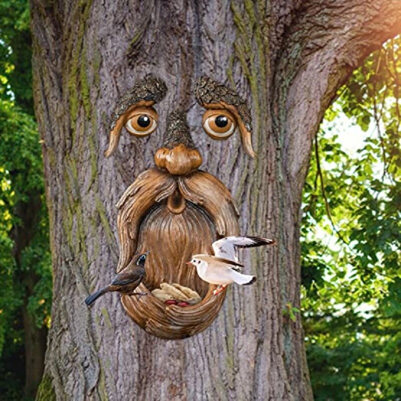 Tree Face Bird Feeder Station for Garden Decor
