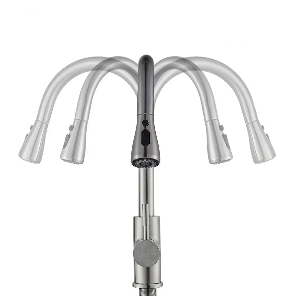 Flexible Brushed Nickel Kitchen Faucet with Rotating Spout