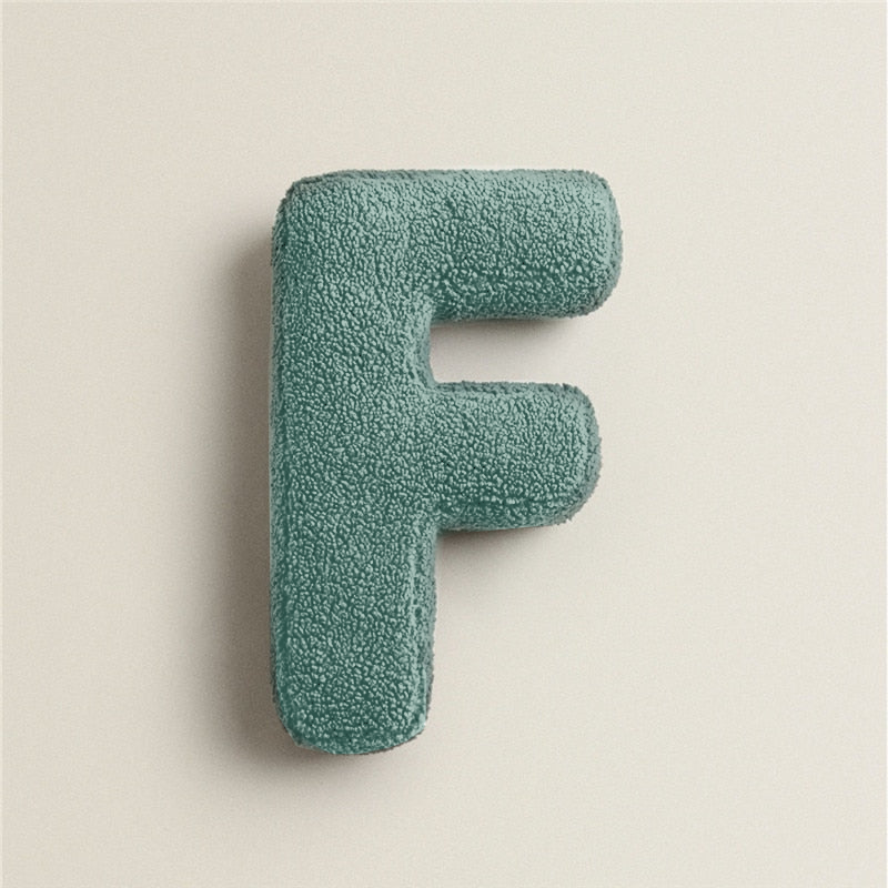 Alphabet Letter Fleece Pillow in Chestnut Brown and Cream