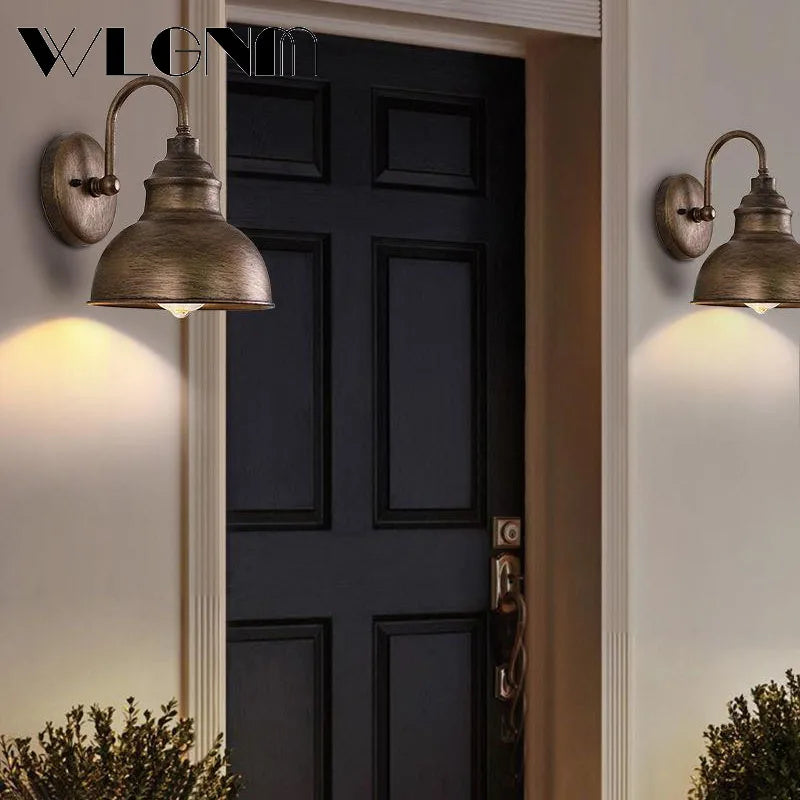 Waterproof Vintage Iron Outdoor Wall Light with LED Bulb