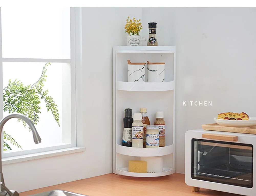 Bathroom Corner Storage Organizer with Transparent Shelving