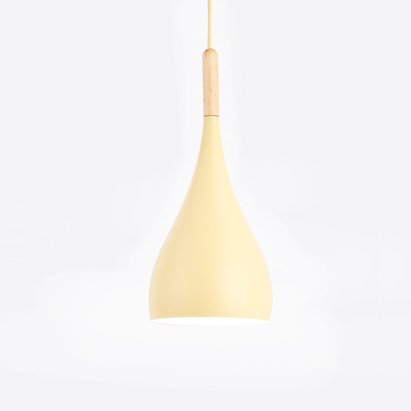 Modern Wooden Pendant Light - Scandinavian Drop Shape, Multiple Colors