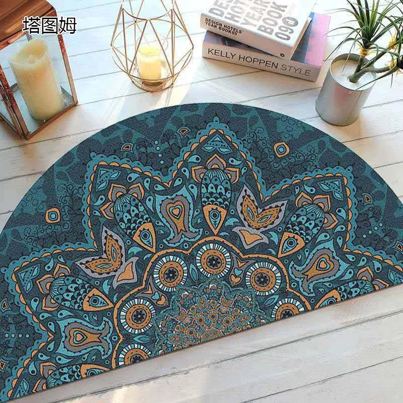 Bohemian Non-Slip Semicircular Polyester Doormat