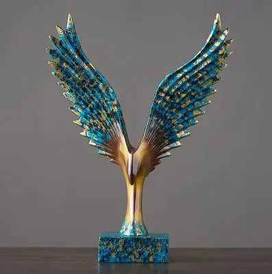 Luxury Eagle Sculpture in Gold and Black Resin