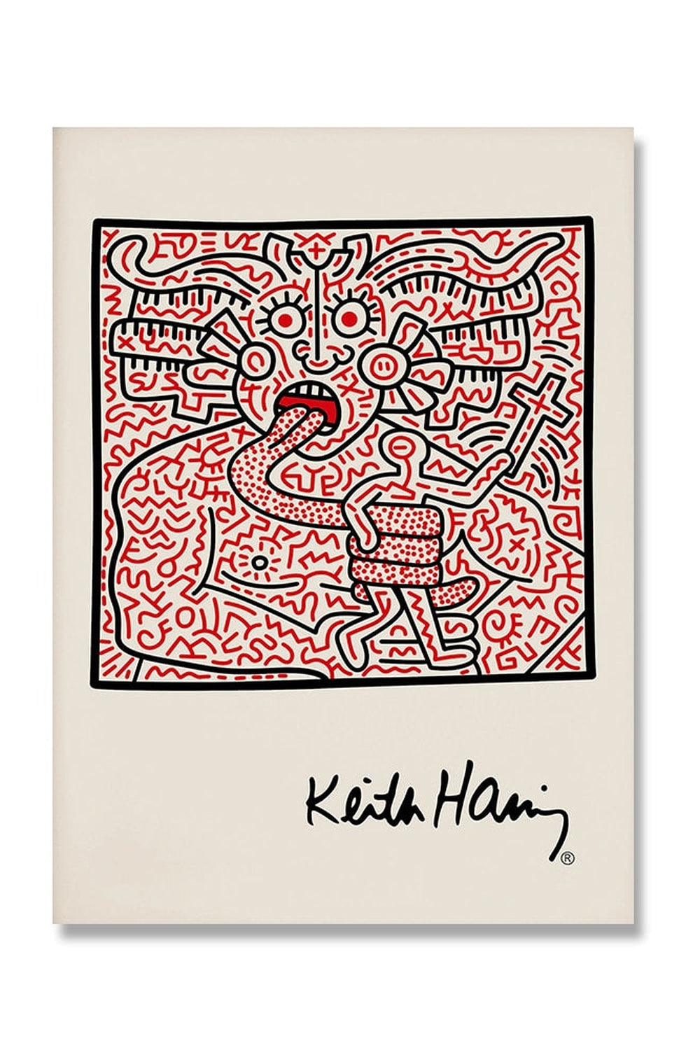 Keith Haring Inspired Linen Canvas Art