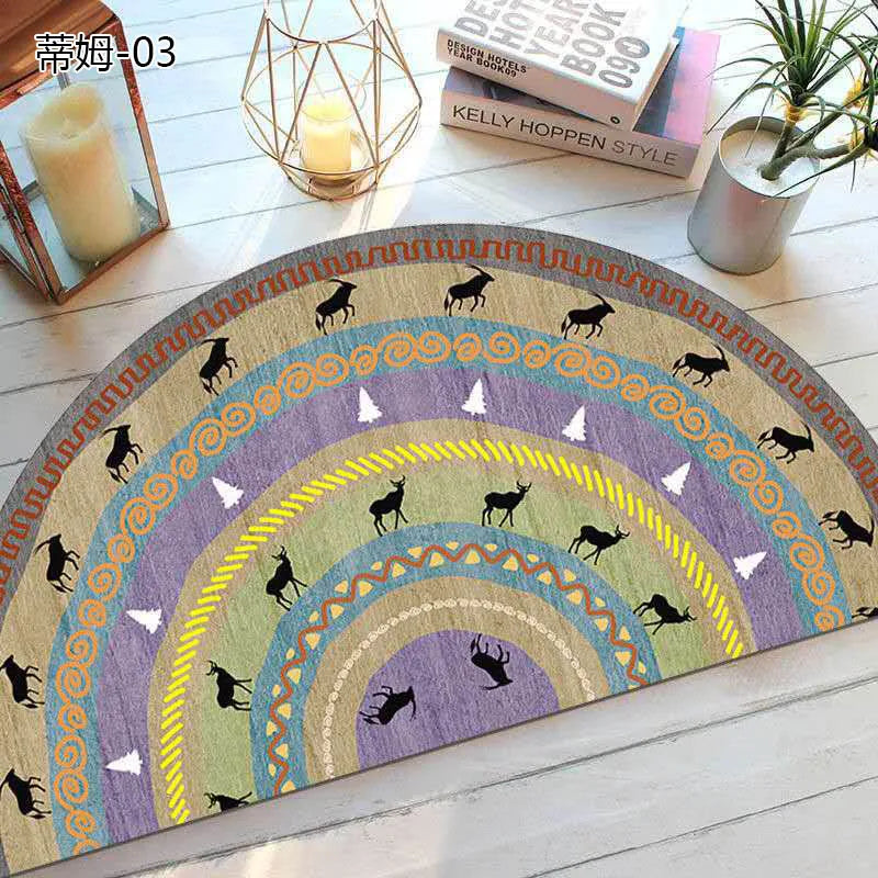Bohemian Non-Slip Semicircular Polyester Doormat