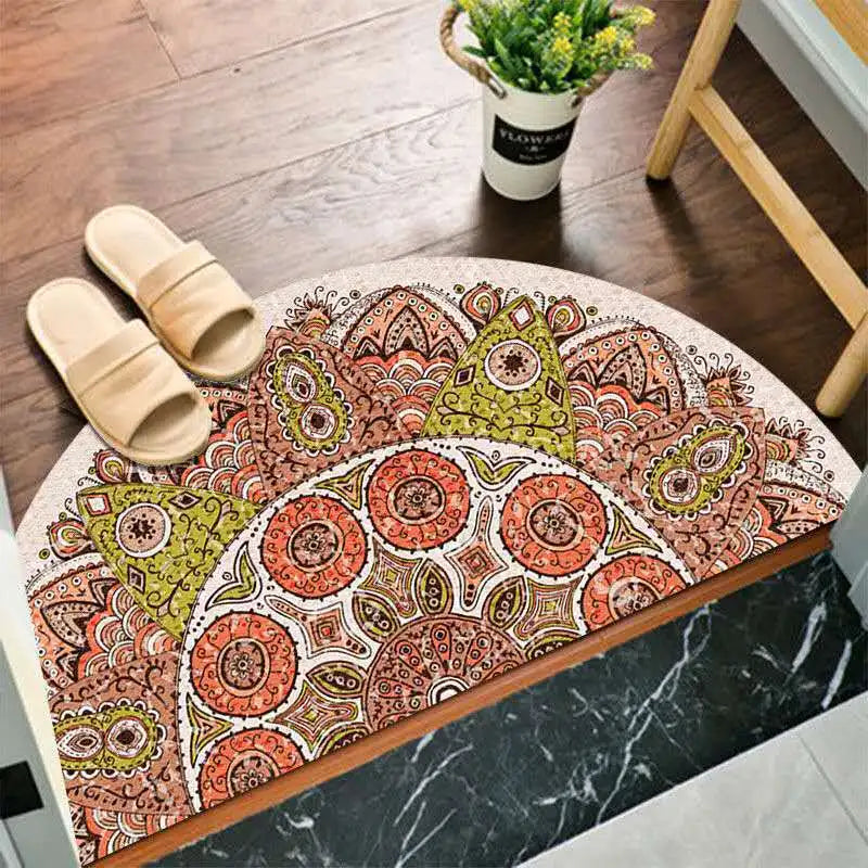 Bohemian Non-Slip Semicircular Polyester Doormat