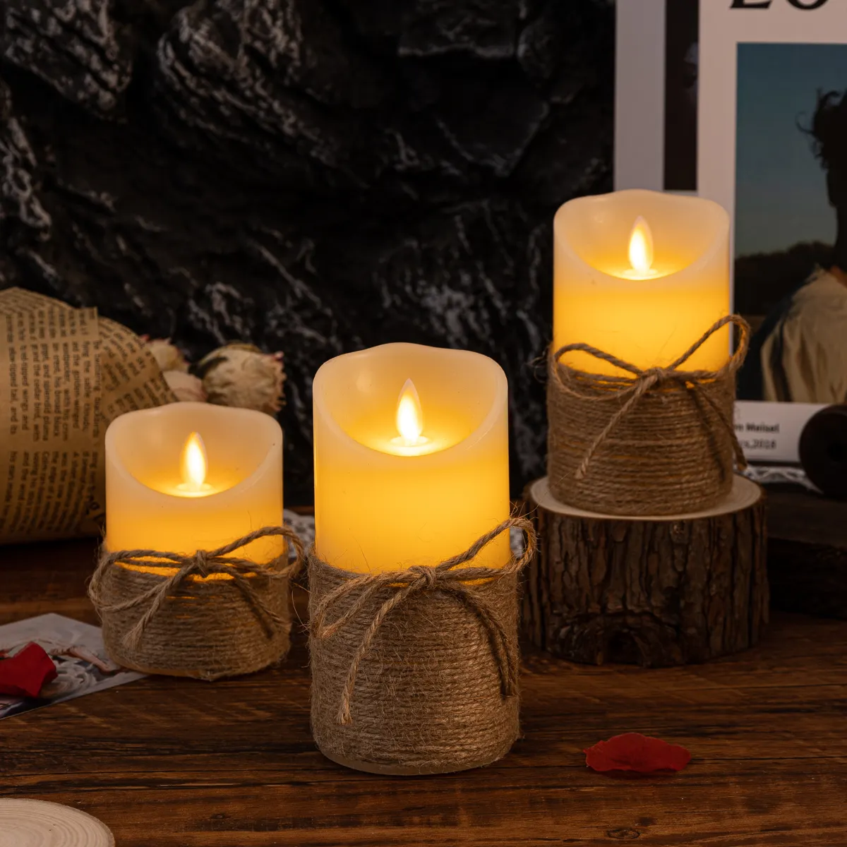 Flameless LED Bubble Block Candles