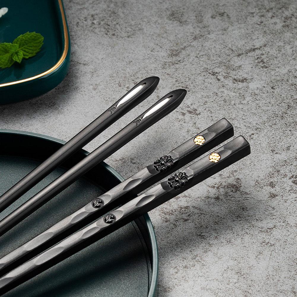 Luxe Alloy Chopstick Set with Elegant Design - 5 Pairs