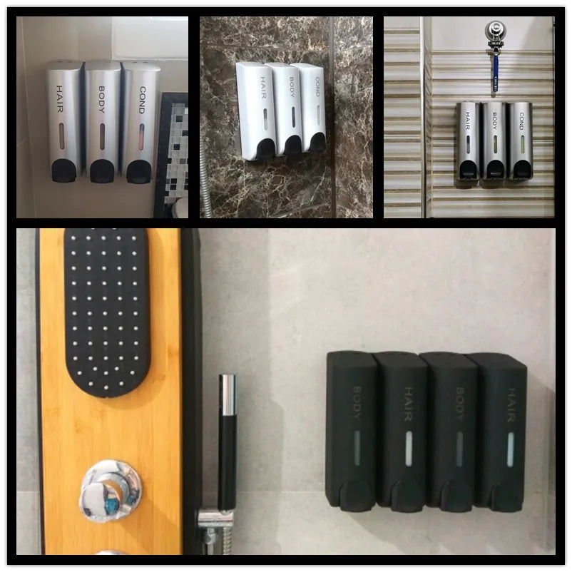 Wall-Mounted Shampoo and Conditioner Dispenser Set