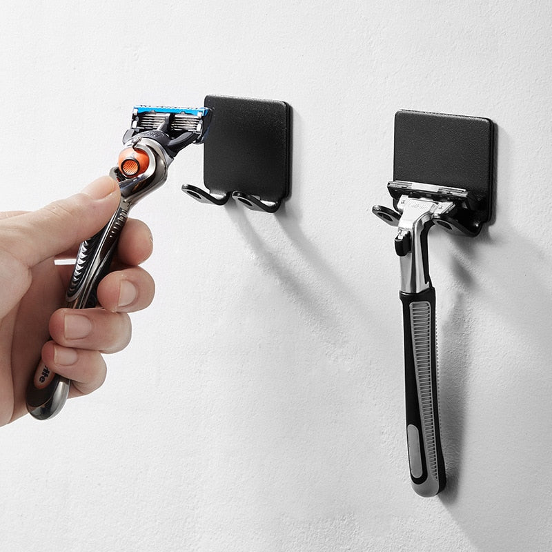 Wall Mounted No-Drill Razor Holder Hook for Bathroom Storage