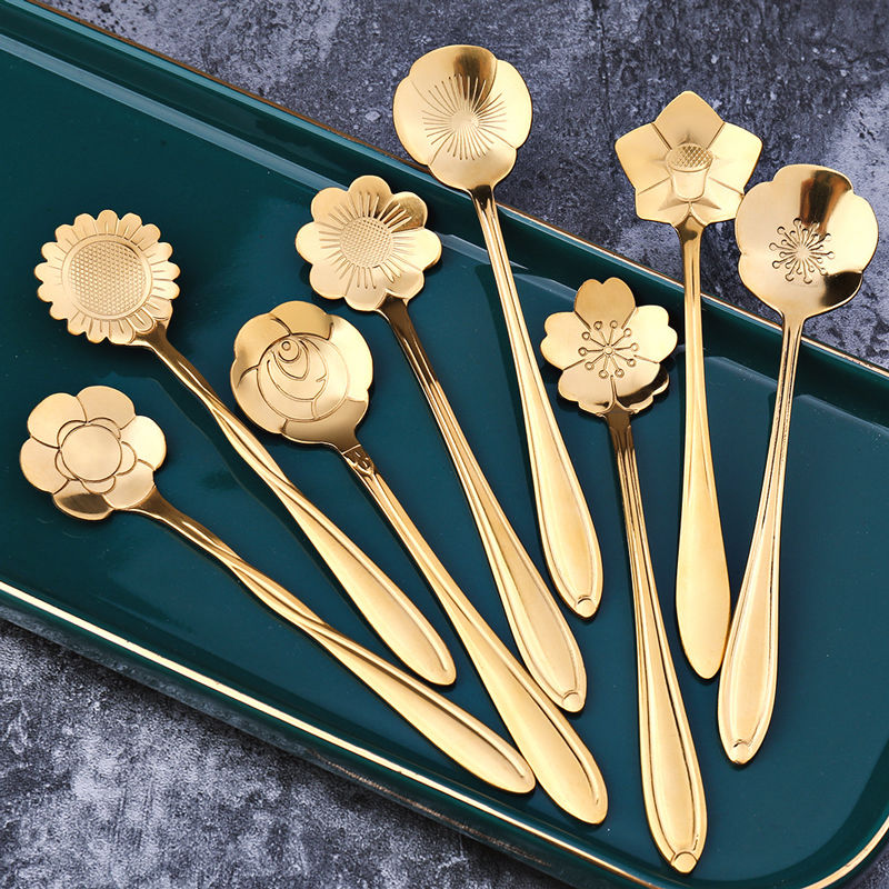 Stainless Steel Floral Teaspoon Set - 8 Piece