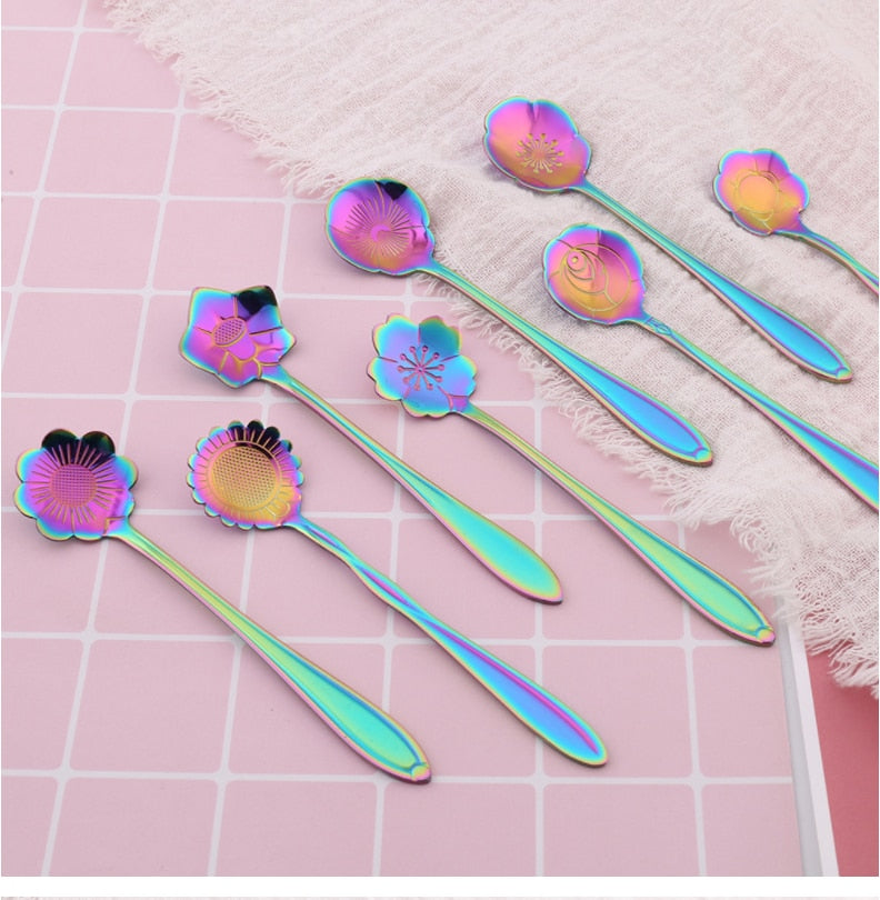 Stainless Steel Floral Teaspoon Set - 8 Piece