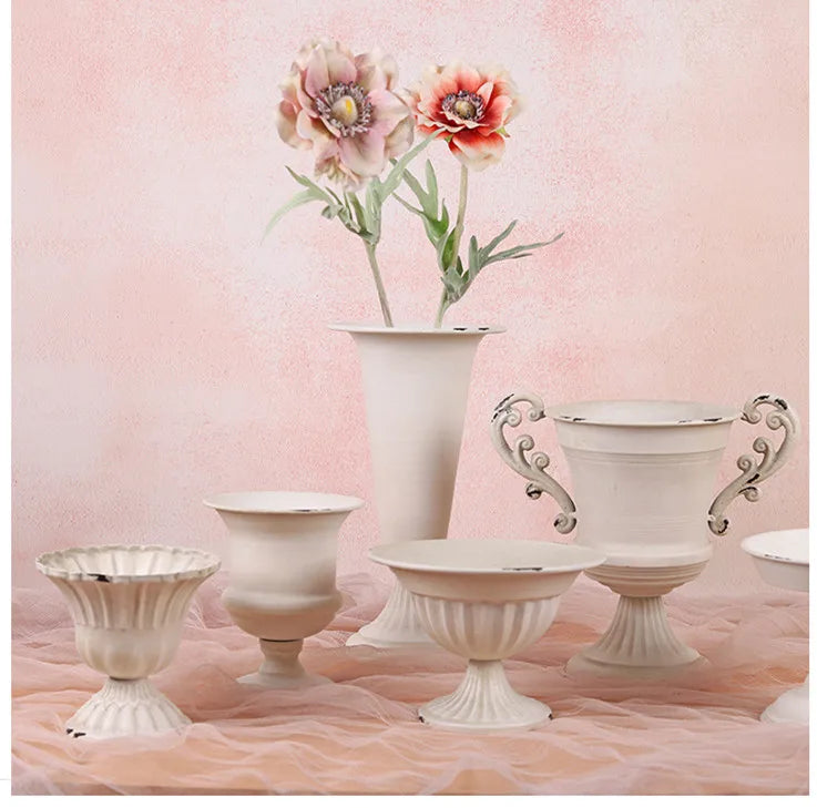 Vintage Iron Chalice Vase with Retro Finish