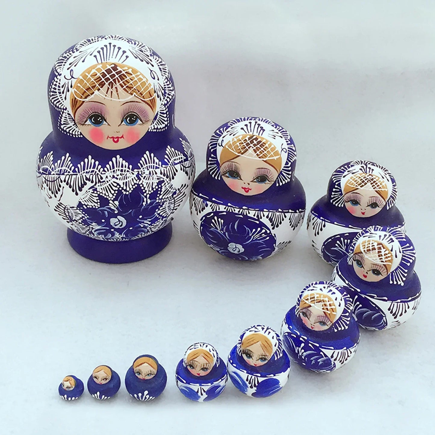 Wooden Russian Matryoshka Dolls Set of 10