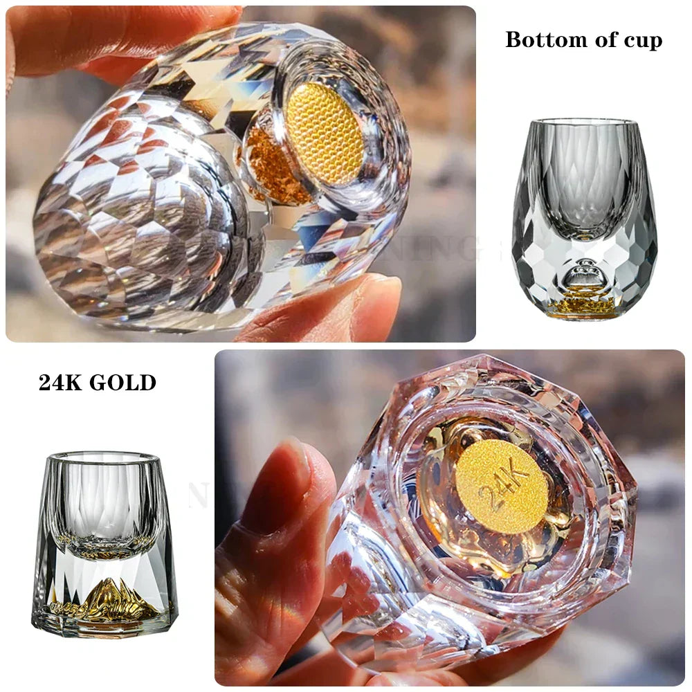 Lead-Free Crystal Moutai Whiskey Glasses with 24K Gold Leaf Finish