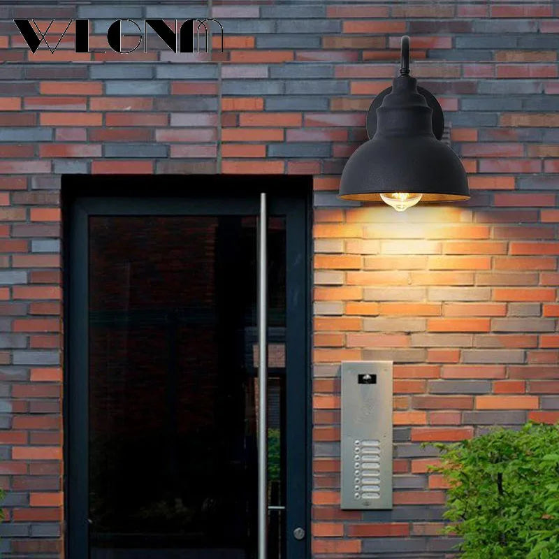 Waterproof Vintage Iron Outdoor Wall Light with LED Bulb
