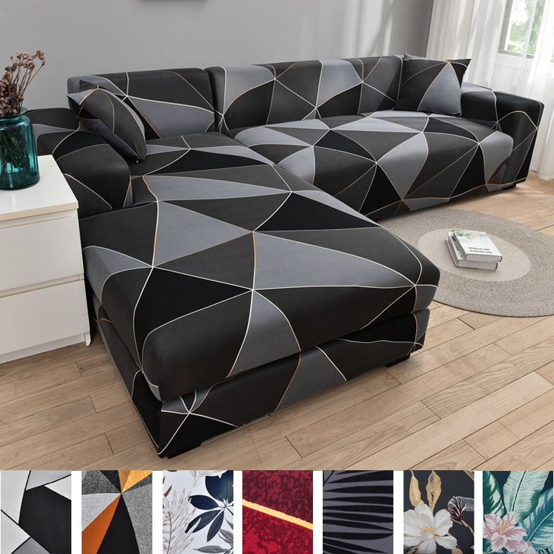 Non-Slip Colorful Elastic Sofa Cover for L-Shaped Sofas