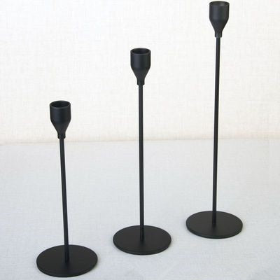 Metal Candle Holders Set of 3 - Modern Design with Non-Slip Base