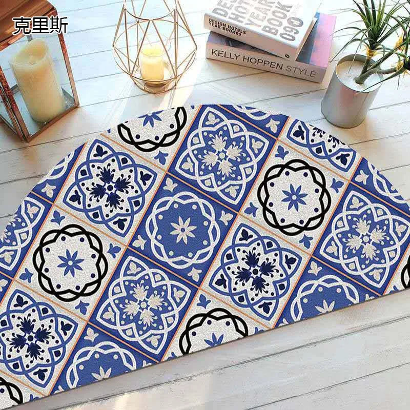 Bohemian Non-Slip Semicircular Polyester Doormat