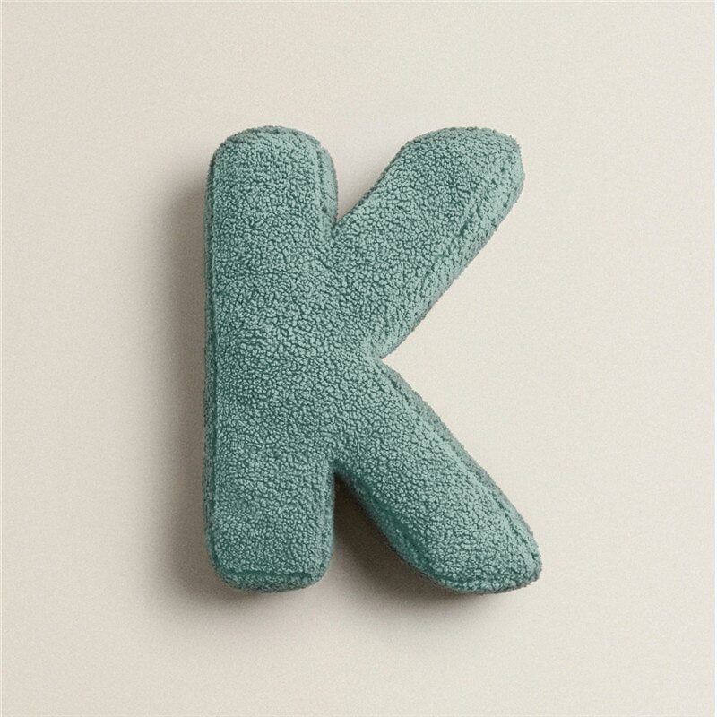 Alphabet Letter Fleece Pillow in Chestnut Brown and Cream