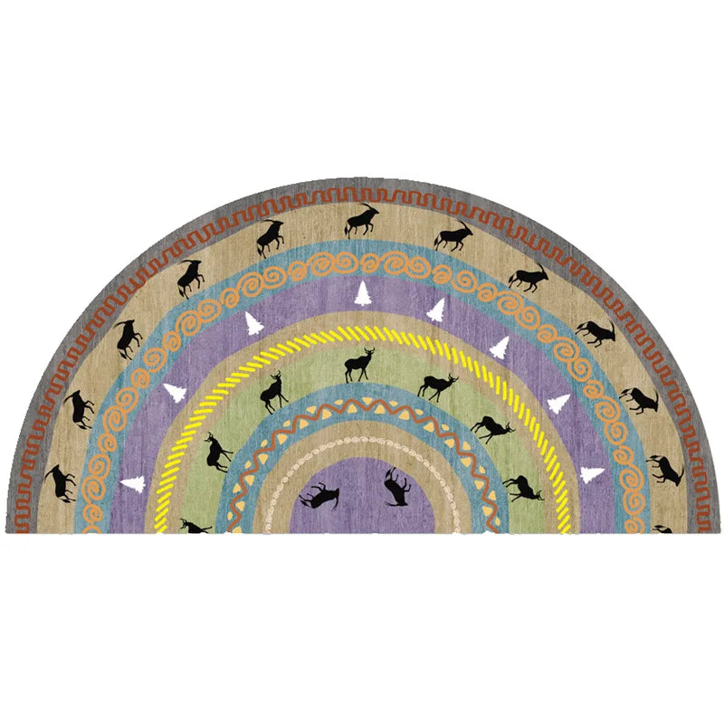 Bohemian Non-Slip Semicircular Polyester Doormat