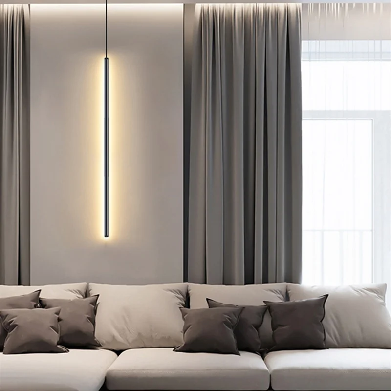 Minimalist Black LED Pendant Light with Built-in 16W Light