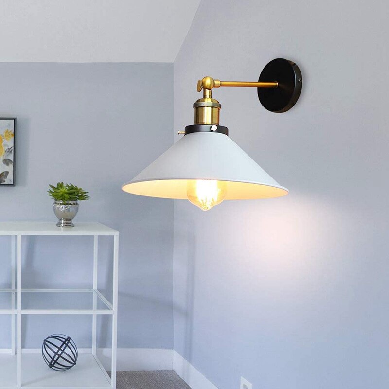 White Industrial Vintage Wall Sconce Light with Adjustable Arm