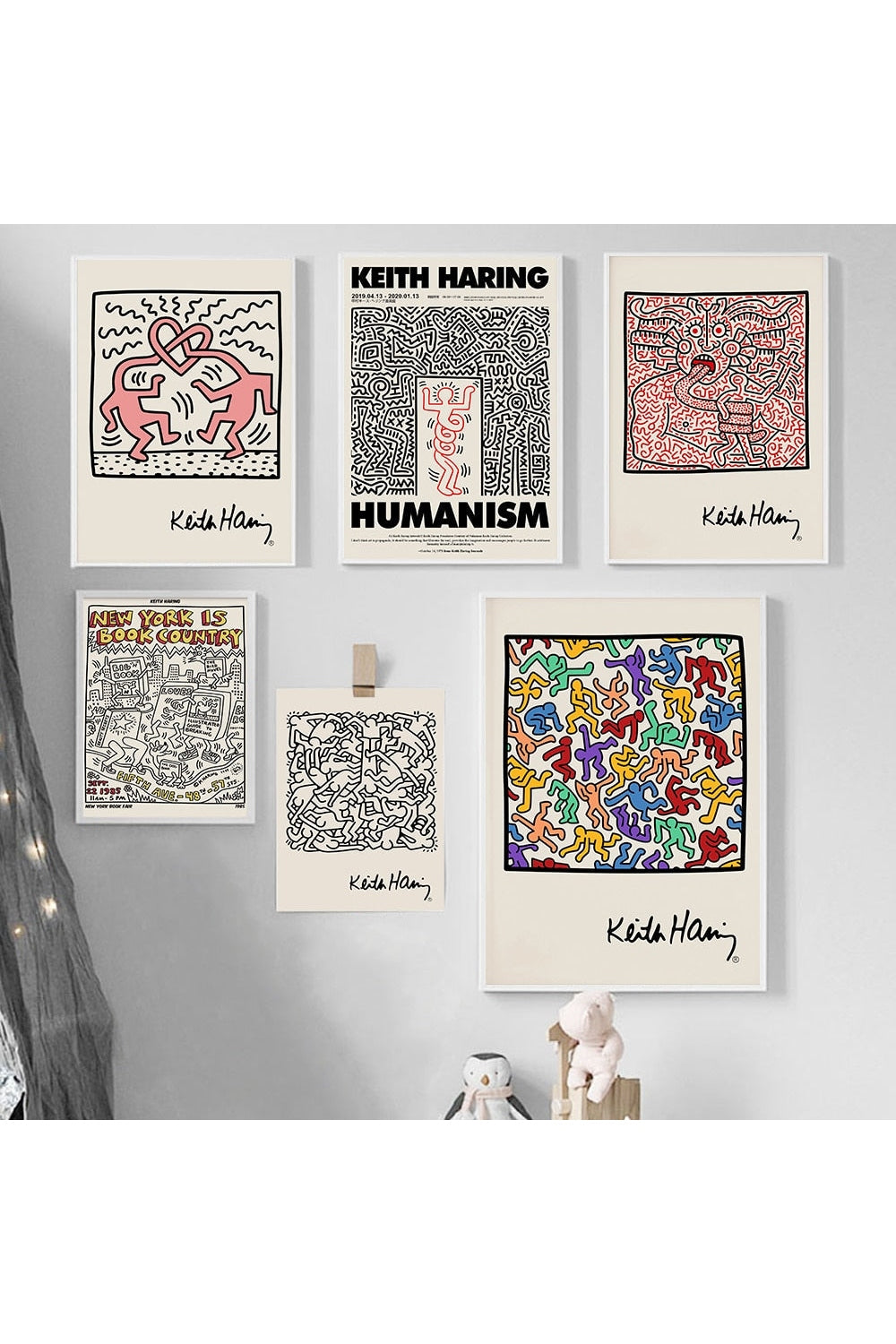 Keith Haring Inspired Linen Canvas Art