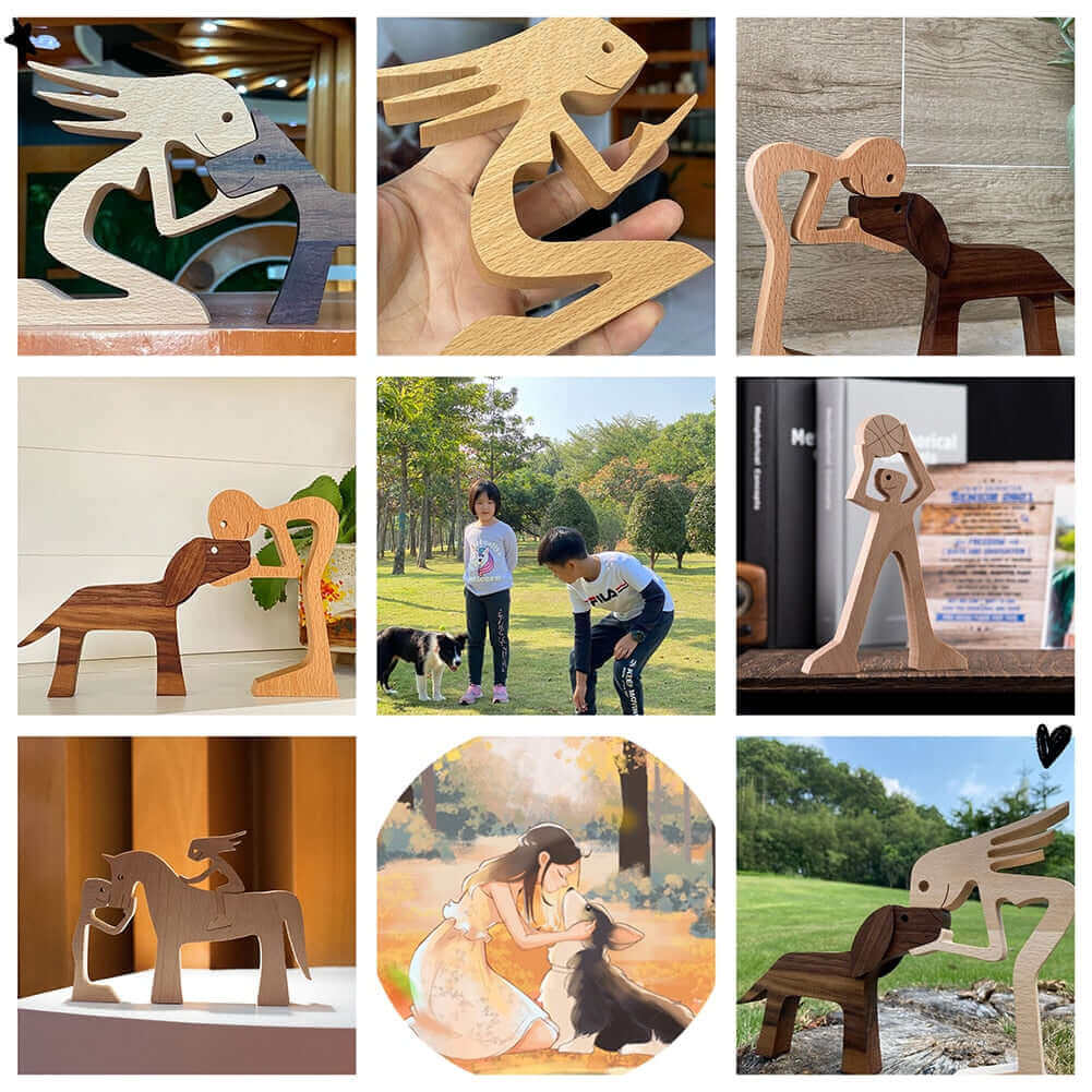 Danish Wooden Animal Ornaments - Hand-Carved Pet Decor