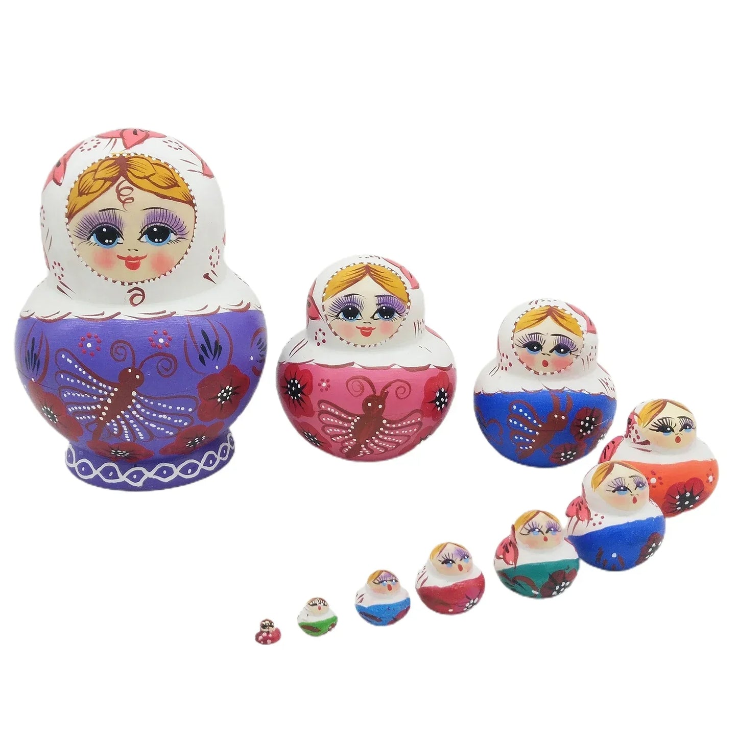 Wooden Russian Matryoshka Dolls Set of 10
