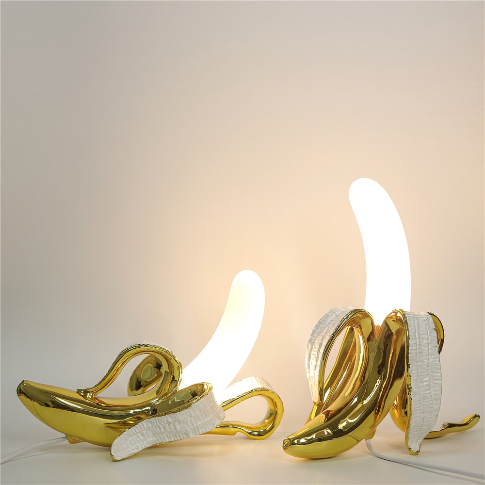 Art Deco Banana Lights Table Lamp with Copper and Chrome Finish