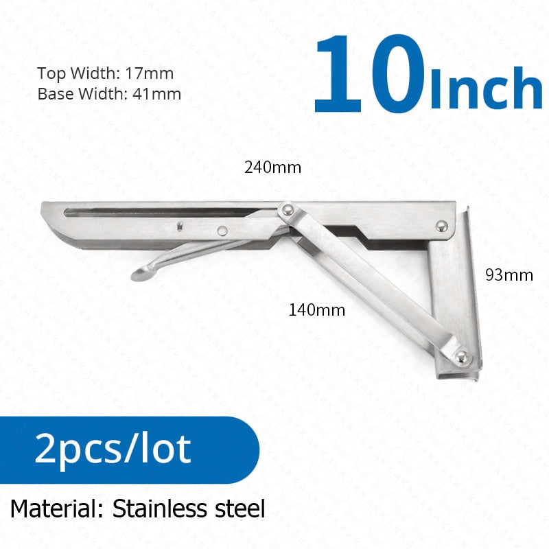 Collapsible Heavy-Duty Stainless Steel Shelf Brackets
