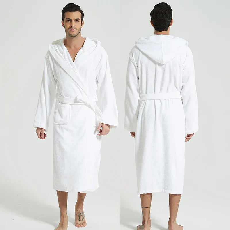 Hooded Cotton Bathrobe for Spa and Home Relaxation