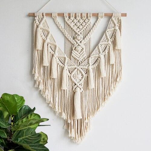 Bohemian Macrame Wall Tapestry with Geometric Design
