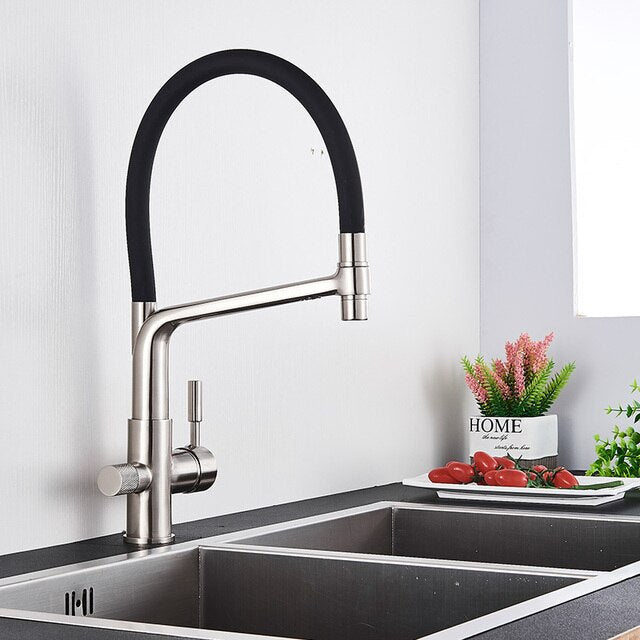 Pull Down Brass Drinking Water Faucet with Hot and Cold Function