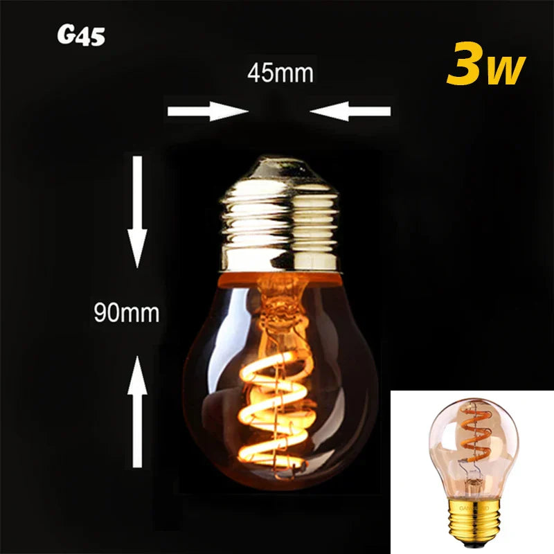 Dimmable Vintage LED Edison Bulb with Gold Spiral Filament E27 Base 2200K