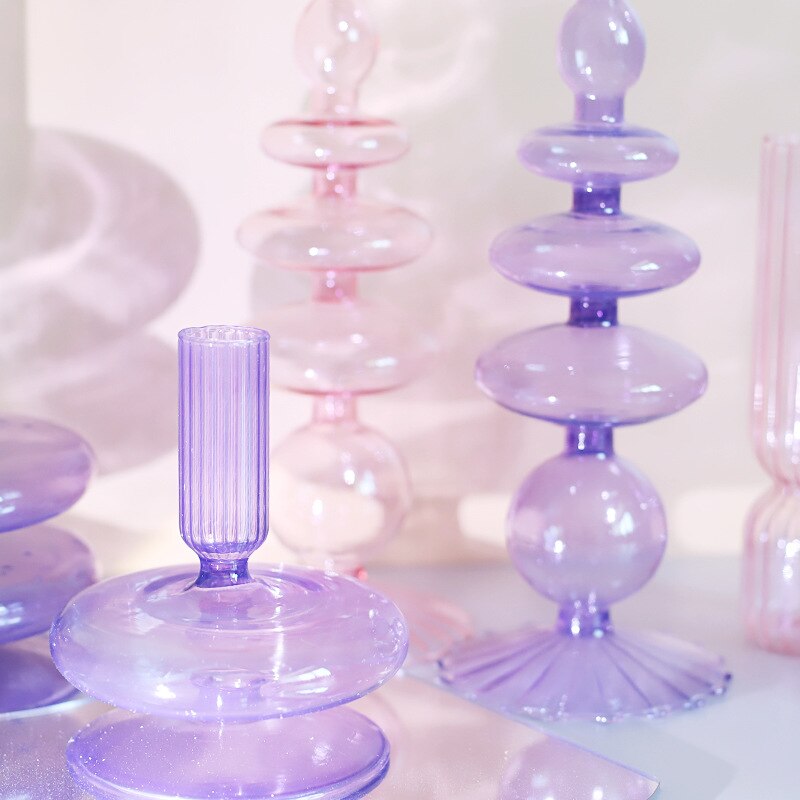 Lilac Borosilicate Glass Candle Holder