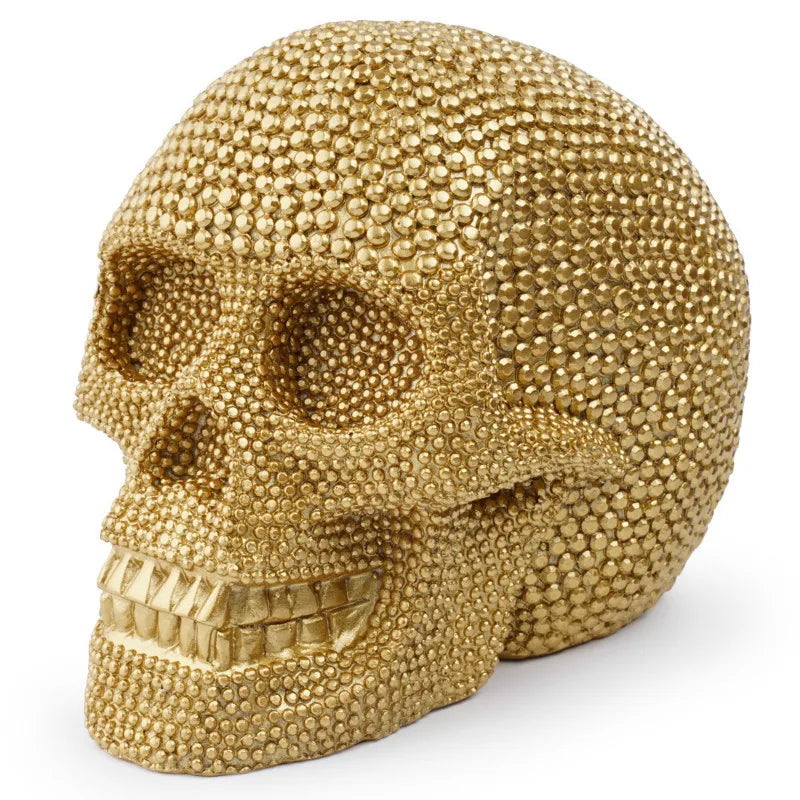 Large Silver and Gold Skull Resin Sculpture Decorative Organizer