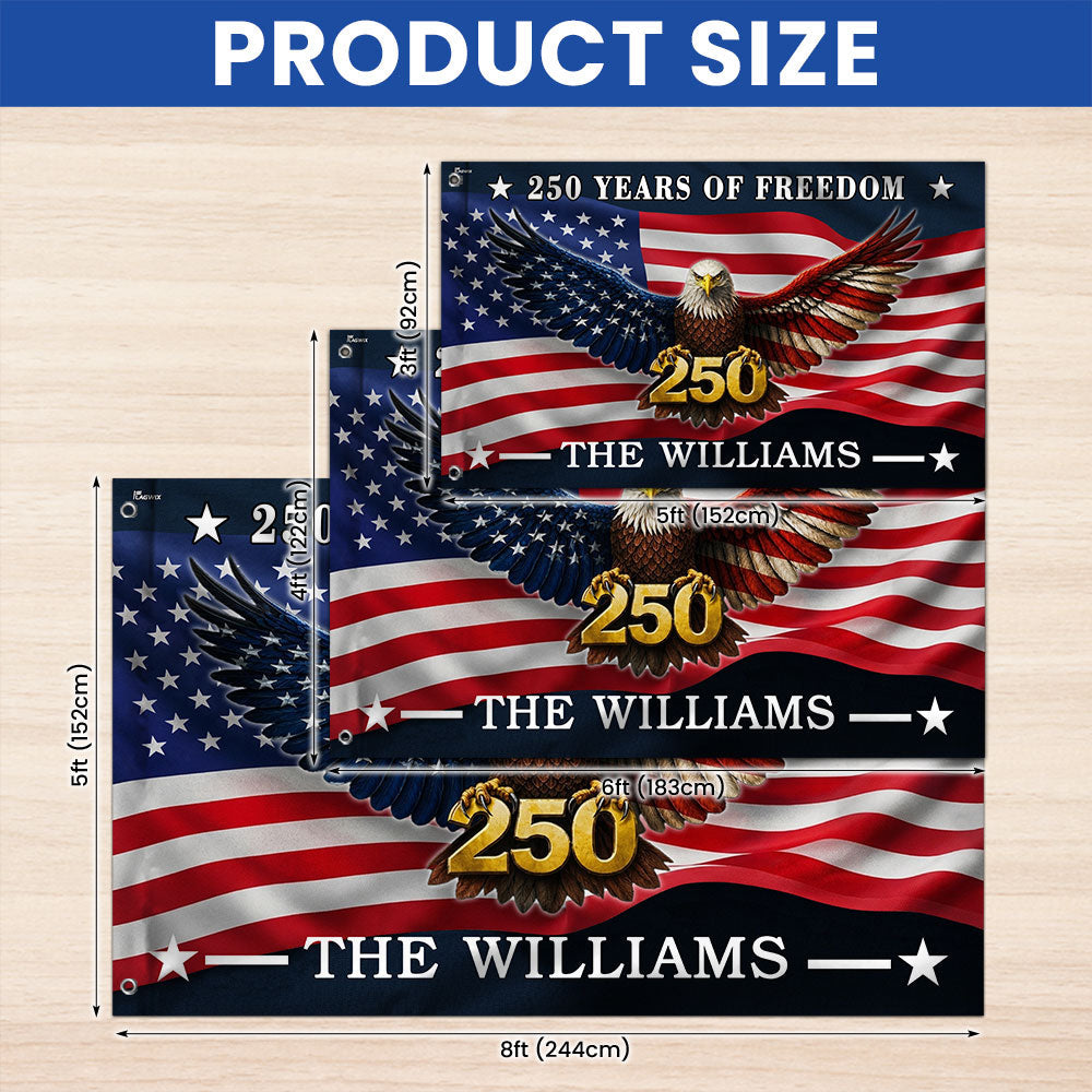 Custom American Flag with Grommets - Personalized 250 Years of Freedom Canvas Flag