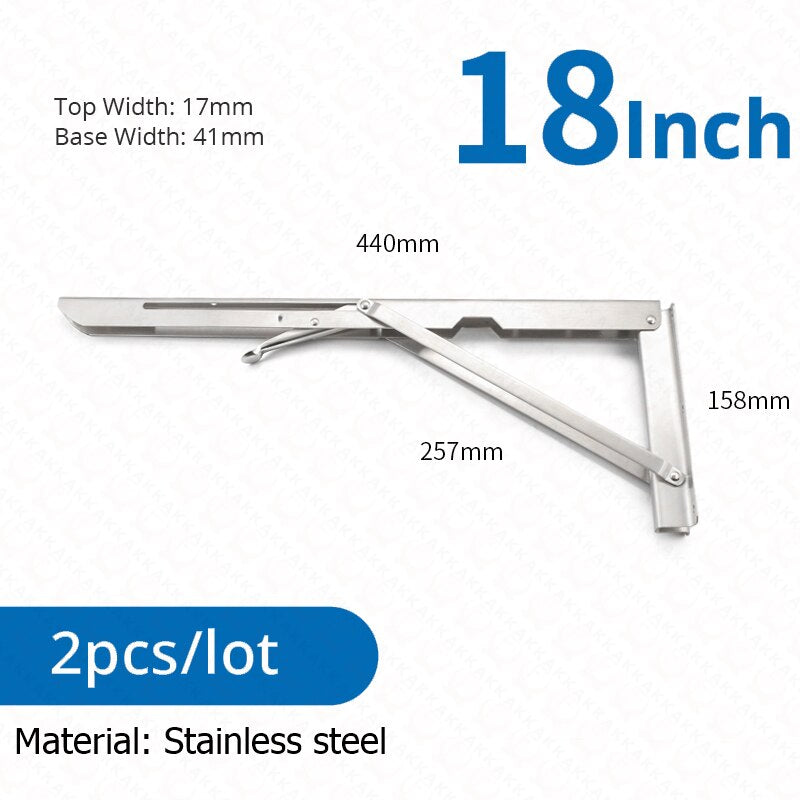 Collapsible Heavy-Duty Stainless Steel Shelf Brackets