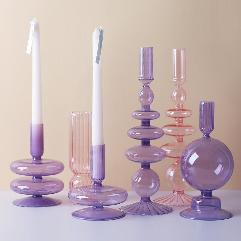 Lilac Borosilicate Glass Candle Holder