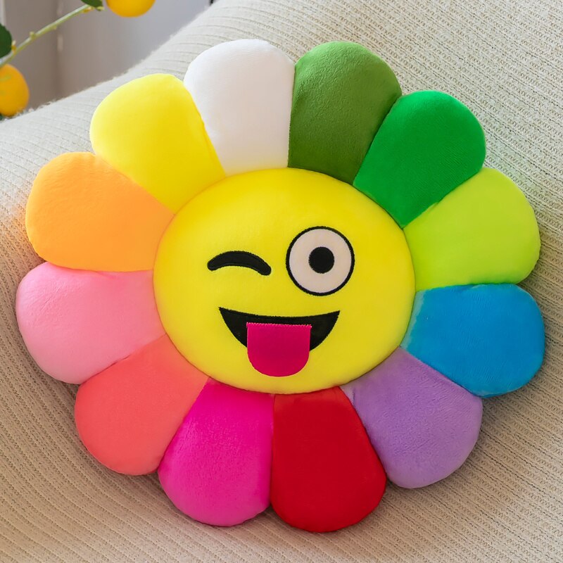 Colorful Round Sunflower Plush Seat Cushion