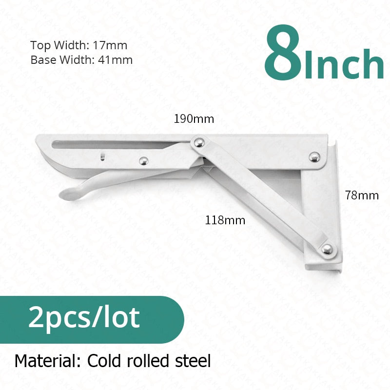Collapsible Heavy-Duty Stainless Steel Shelf Brackets