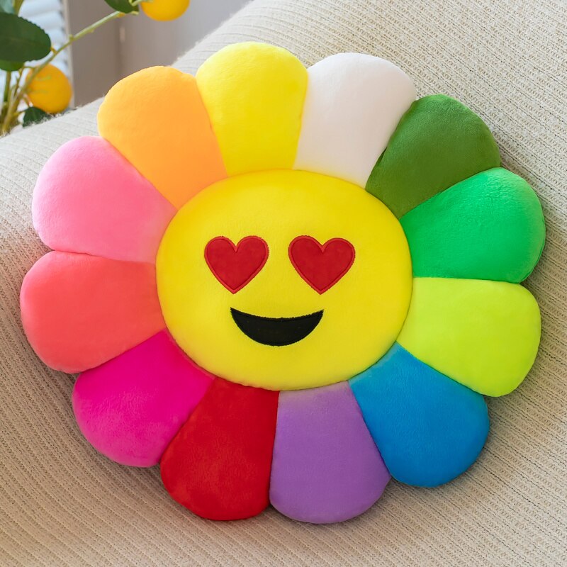 Colorful Round Sunflower Plush Seat Cushion