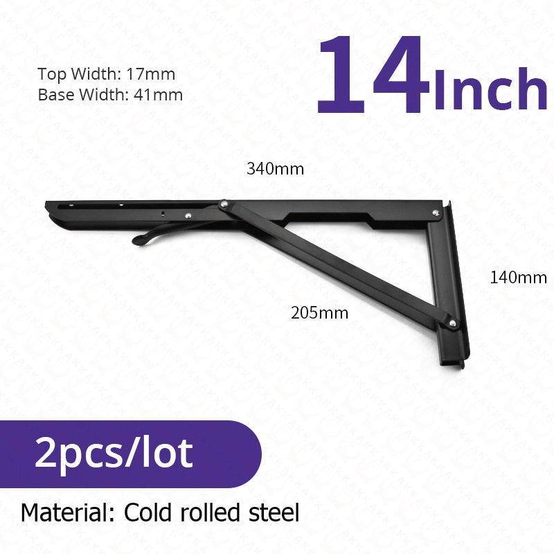 Collapsible Heavy-Duty Stainless Steel Shelf Brackets