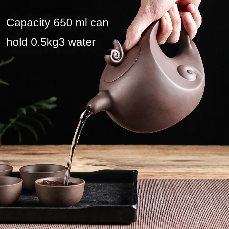 Large Capacity Handmade Purple Clay Teapot Set with Ball Filter