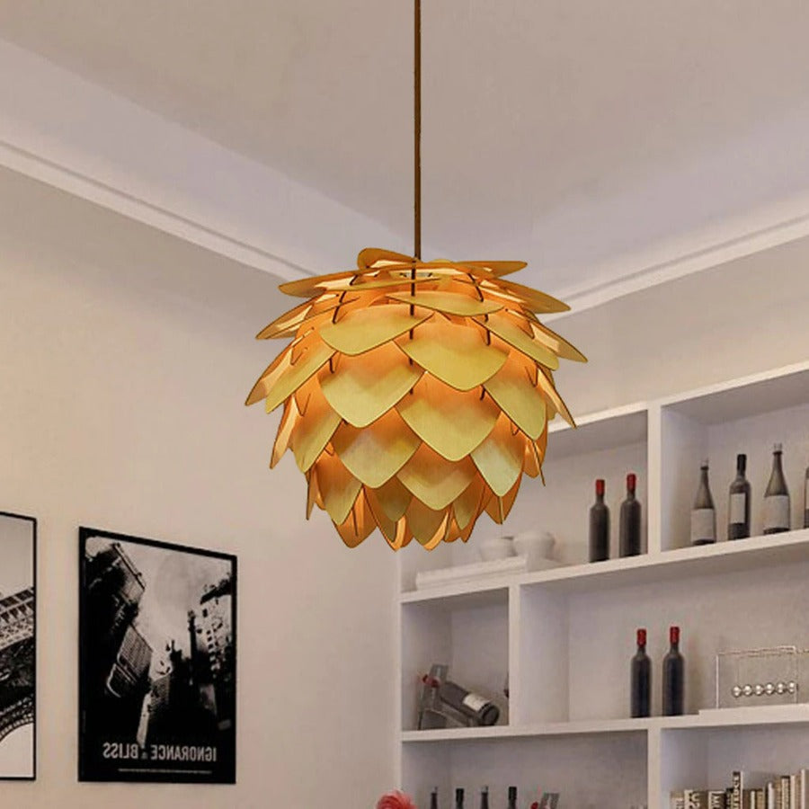 Handcrafted Pine Cone Pendant Light with Adjustable Cord