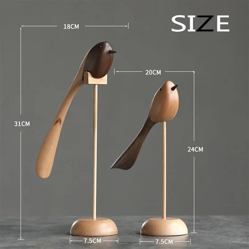 Danish Wooden Bird Figurines - Large & Small